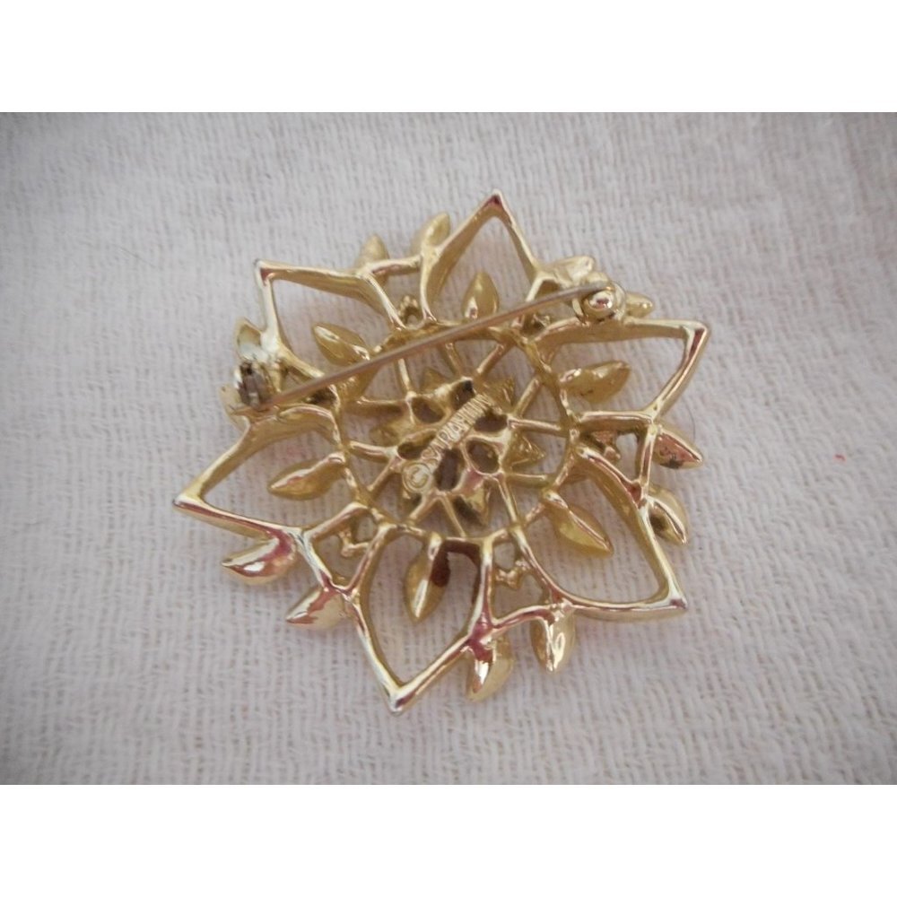 Vtg Sarah Coventry Estate Costume Brooch Pin Gold - Picture 2 of 2